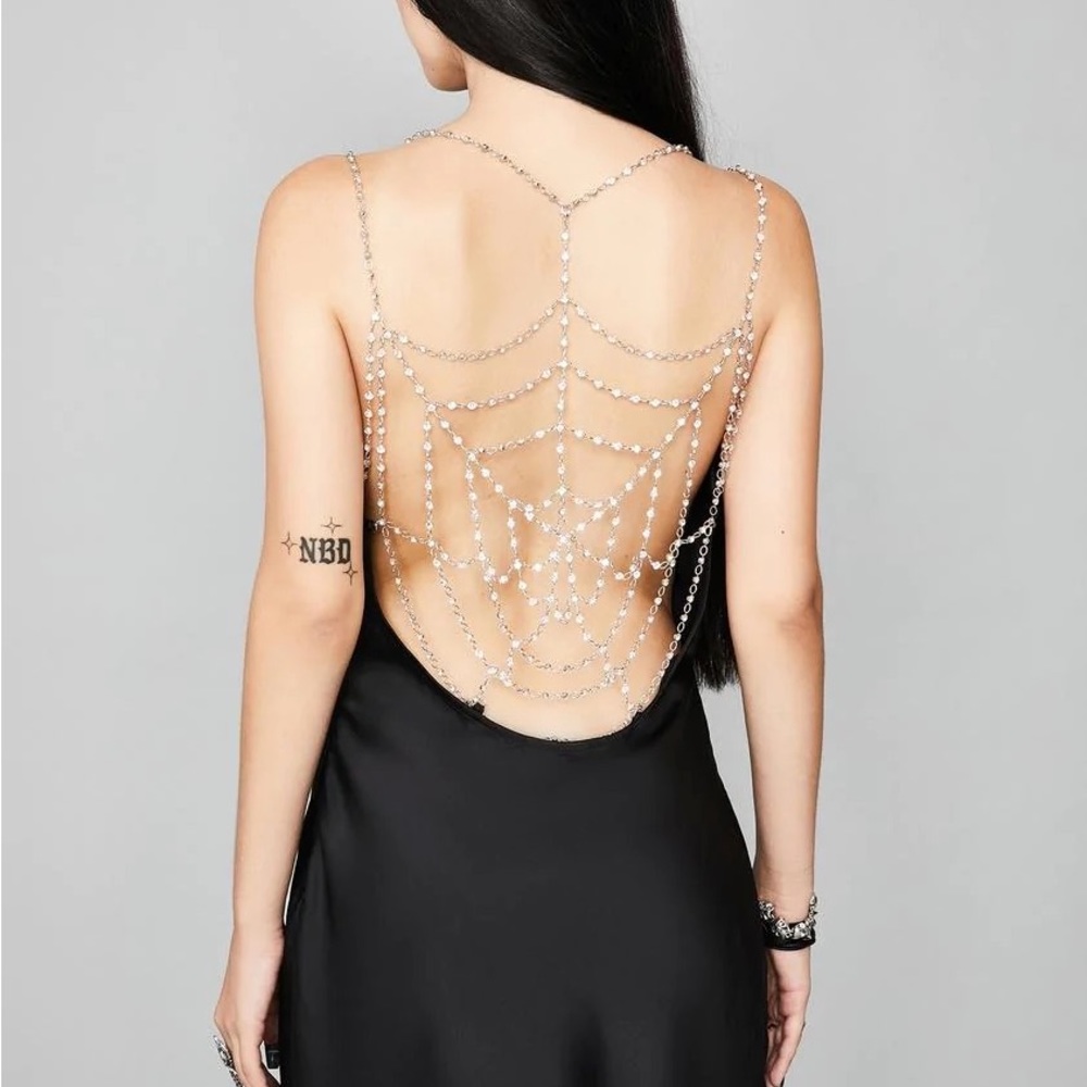 Dollskill Spider Web Reel You In Satin Slip Dress🕷